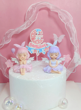 搪胶 梦可儿 天使翅膀 公主 蛋糕装饰摆件 粉色 兔耳 紫色 长睫毛