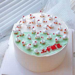 三十鹅立 鹅已 二十而已烘焙蛋糕装饰摆件软胶小白鹅男士生日蛋糕