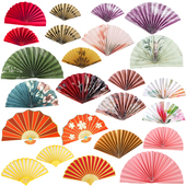 中式 饰摆件书法折扇 复古国风粉色扇子纸扇紫色绿色金色红扇蛋糕装