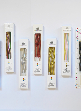 酒红 蜡烛 曲线镀金黑色五彩色弯曲螺旋粉色生日红色螺纹金色银色