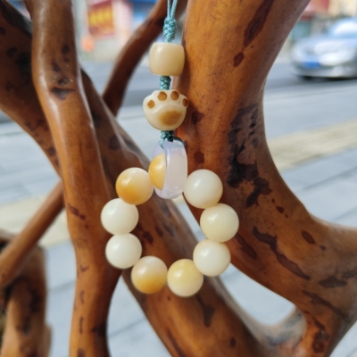 原创炭烧猫爪天然菩提吊坠可爱挂绳手机链包挂男女款森系送礼