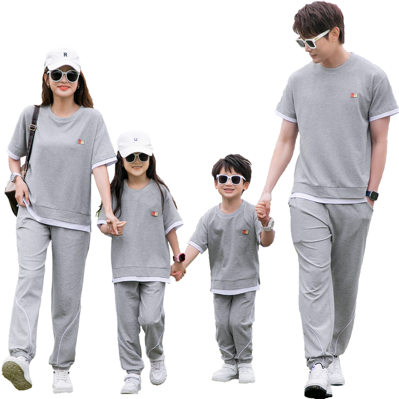 親子裝夏季套裝一家三口四口母女2025新款休閑運(yùn)動(dòng)高端炸街母子裝