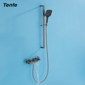 黑色 挂墙式 鼎菲 浴室铜冷热缸边浴缸瀑布水龙头花洒套装