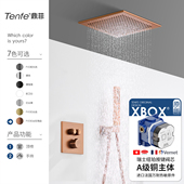 家用酒店淋浴恒温按摩顶喷拉丝金 预埋隐藏入墙式 鼎菲暗装 花洒套装