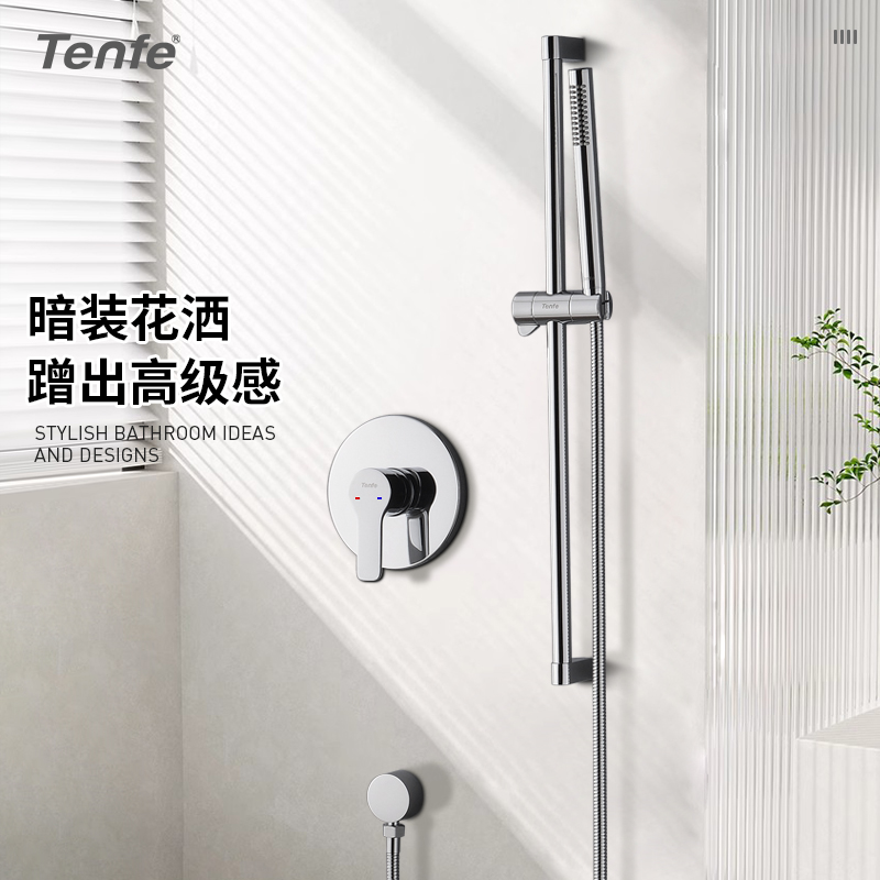 鼎菲精铜暗装入墙手持淋浴花洒