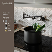 鼎菲厨房折叠水龙头灶台墙面入墙式 单冷伸缩旋转净水器龙头