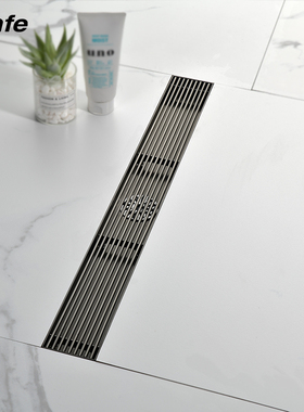 鼎菲枪灰色长条地漏卫生间防臭长方形大排量不锈钢长排快速中排水