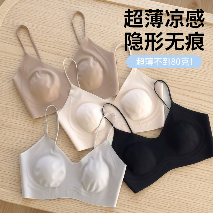 日本こうしつ超薄细肩带粉底液隐形无痕奶皮内衣美背心式文胸抹胸