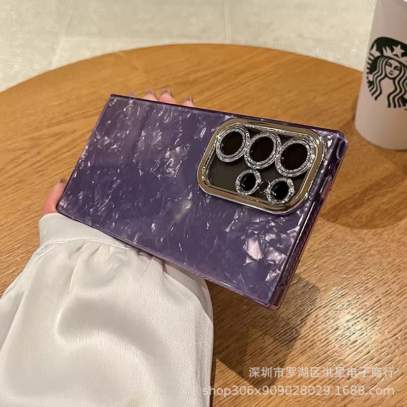 适用三星s25手机壳炫彩闪钻镜头膜a16晕染贝壳纹 galaxya36感