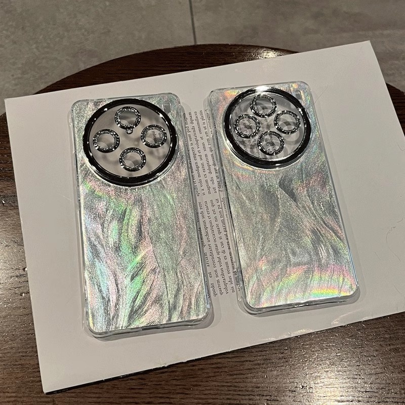 适用华为p80渐变羽纱银色手机壳mate80水波纹荣耀400闪粉镜nova14