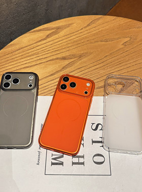 适用苹果17pro max超薄tpu软壳iphone16pro橙色磨砂15 14 13 12 11大视窗秒变17 Air简约一体拍照保护套批发