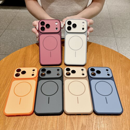 适用 iPhone 18 17 Pro Max 秒变大视窗甲盾撞色磁吸壳 苹果 11 12 13 14 15 Plus全包防摔高级感手机壳批发