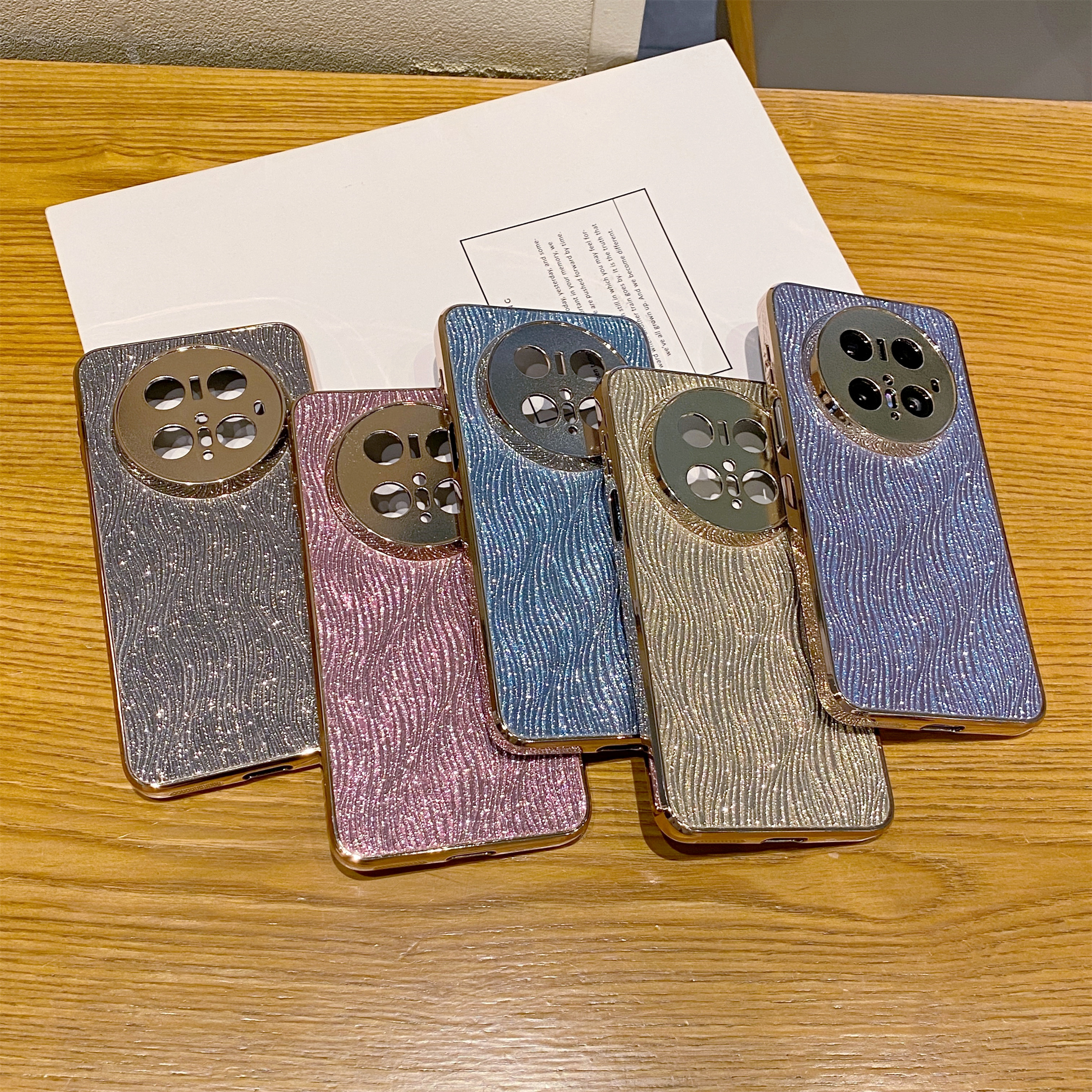 适用华为mate70pro+水波纹手机壳mate60 50防摔P80 P70 P60pro全包nova14 13 12 pro高级感爆款保护套批发