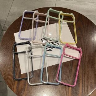 适用苹果17pro max大孔Kitty猫镶钻镜头手机壳苹果16pro可爱防摔15透明14女款13 12 11凯蒂猫保护套批发