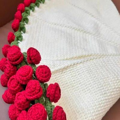 玫瑰花束毯子diy材料包牛奶棉