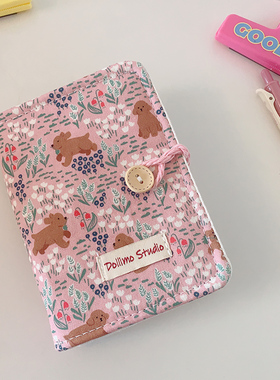 Do家  布面本随身小本子 乐趣假期可爱卡通小熊小草莓活页手账本少女心日记本小清新笔记本A7活页盖章随身本