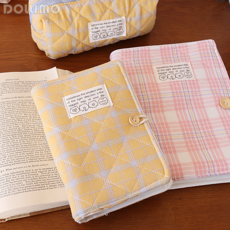 가족 루스리프 노트 부드러운 푸푸 퀼트 심플 퀼트 작은 격자 대학 일기 A5A6 작은 신선한 기능 메모장 손 귀여운 소녀 광장 루스리프 노트