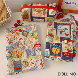 复古活页本A5A6A7文艺笔记本手账本日记本 复古樱桃做旧风格 可爱ins风学生笔记本子礼物 活页布艺手账本 Do家