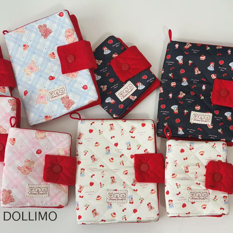 Dollimo 迷你活页本A7  草莓小熊可爱布艺A6手帐本 ins风小巧日记本随身便携计划本小本子笔记本高颜值盖章本图片