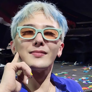 GD权志龙同款蓝框墨镜男款韩版痞帅潮流复古窄框小方形太阳眼镜女