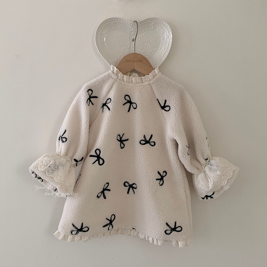 2025冬装女童洋气蝴蝶结刺绣连衣裙女宝宝韩版可爱保暖羊羔毛裙子,童装/婴儿装/亲子装,连衣裙,淘宝优惠券,粉丝福利购,淘宝优惠卷