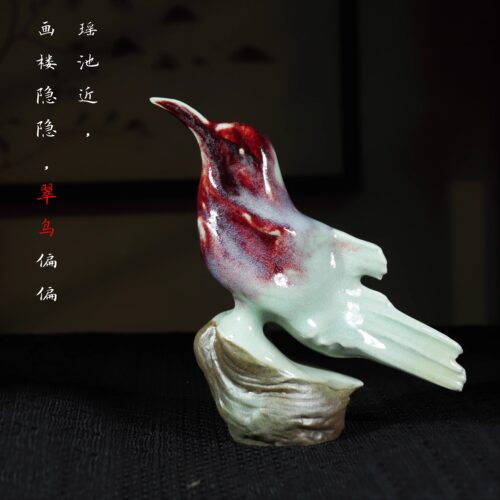 翠鸟陶瓷摆件翠鸟陶瓷
