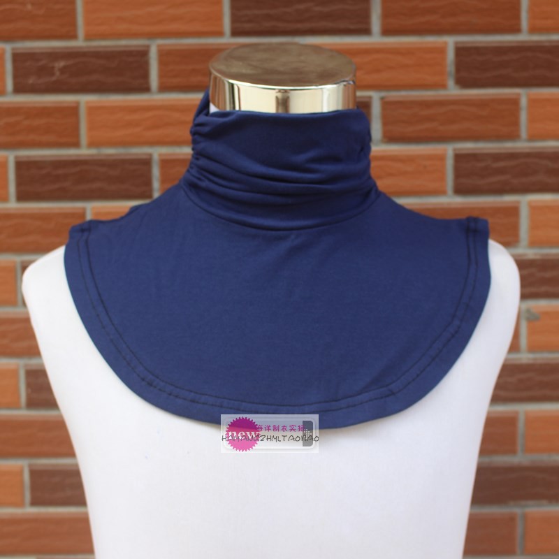 2021 NEW WIDENED STACKED PILE PILE TURTLENECK SPRING BASE SHIRT COTTON STRIPED FALSE COLLAR HIGH NECK BIB ROUND TOE
