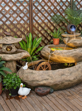 室外阳台养鱼池庭院流水喷泉景观户外循环水成品鱼缸水景造景摆件