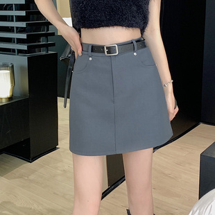 短裙bella 西装 大码 灰色半身裙女胖mm复古显瘦包臀裙a字裙黑色美式