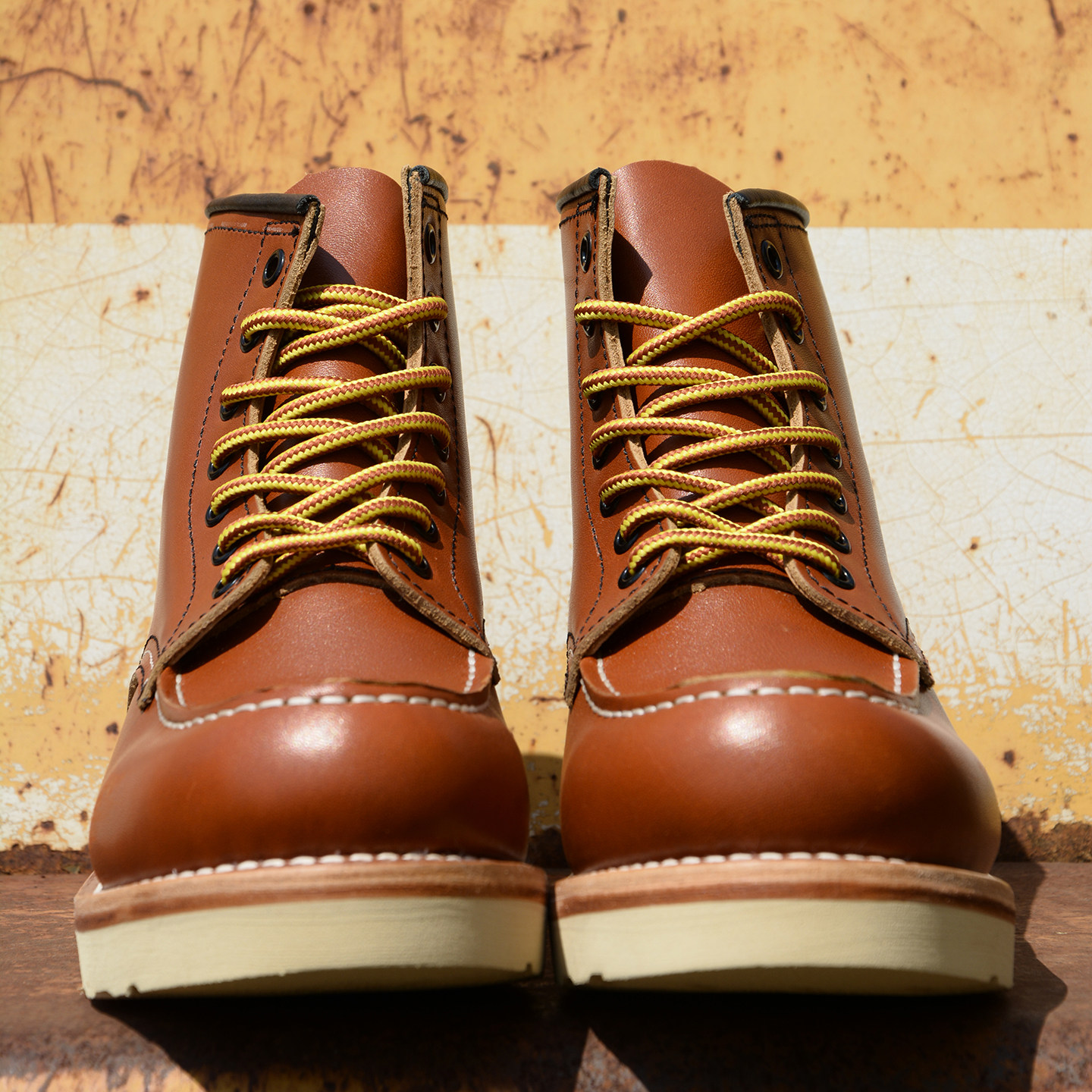 875真头层油蜡软牛皮固特异中帮工装靴舒适耐磨户外机车马丁靴男