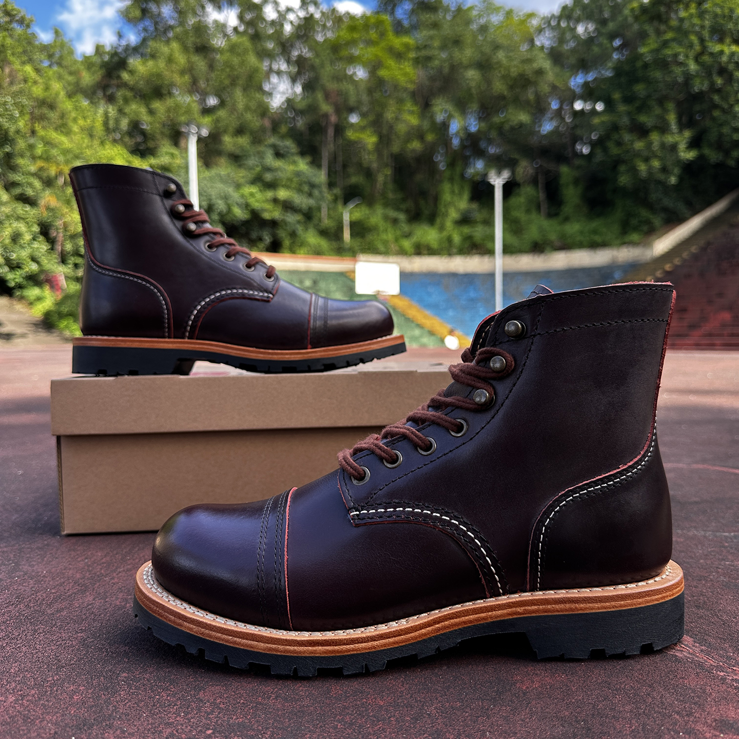 真皮中帮英伦复古811工装靴商务牛皮休闲男鞋固特异男士时尚皮靴