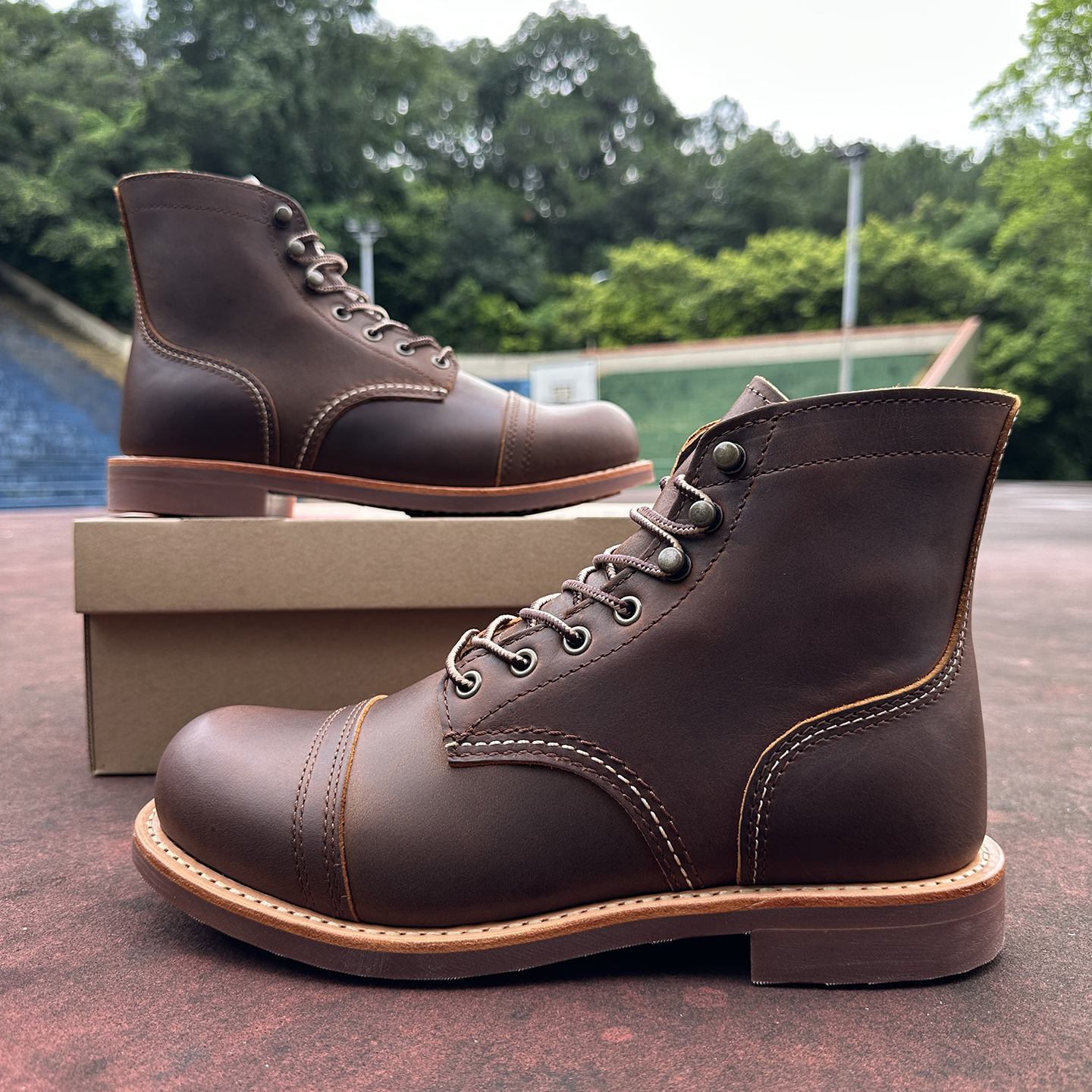 真皮中帮英伦复古811工装靴商务牛皮休闲大头鞋男鞋男士时尚皮鞋