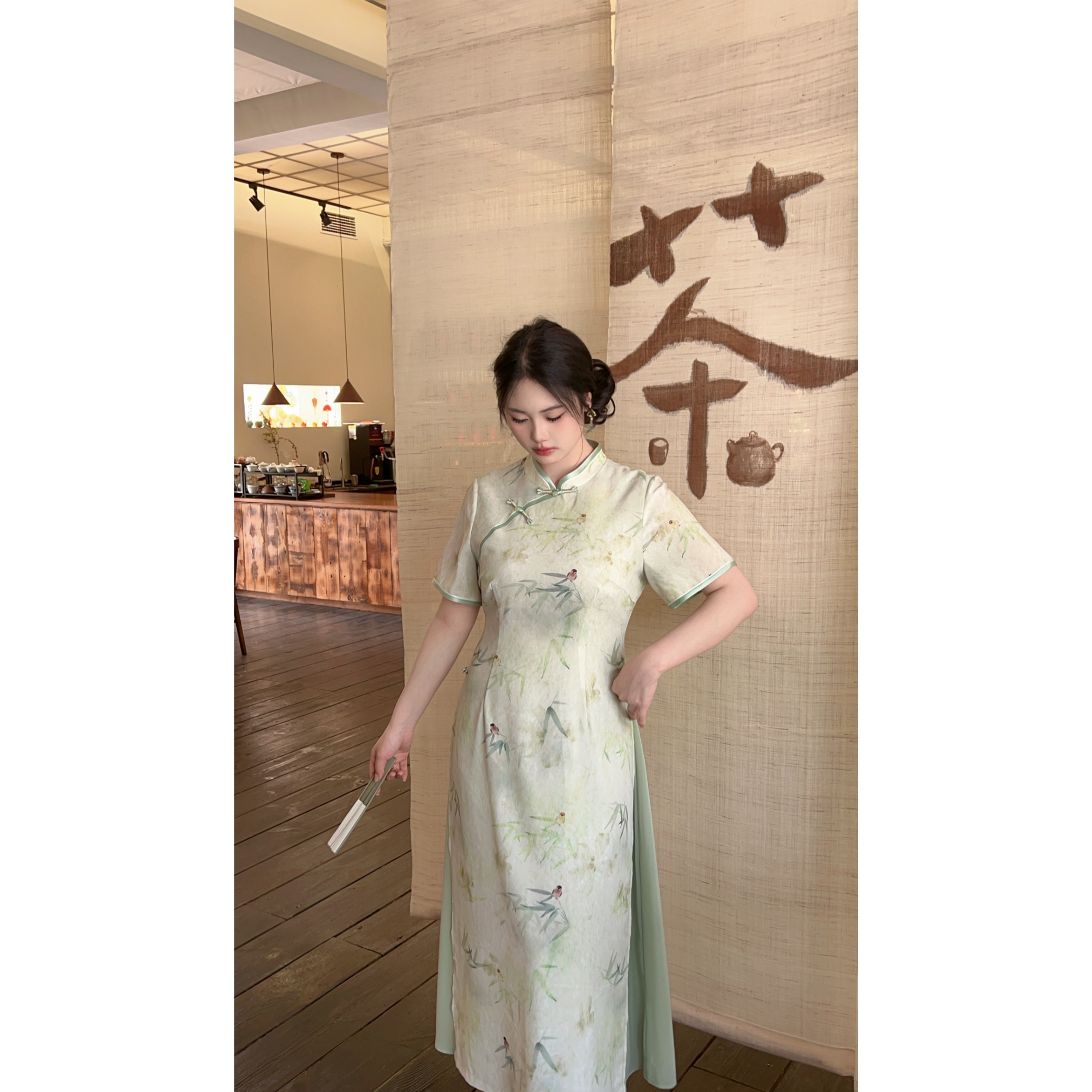 遇见大码新中式假两件显白旗袍