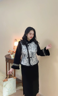 国风马甲 新中式 旗袍连衣裙大码 胖mm冬季 200斤显瘦 新品 自制款