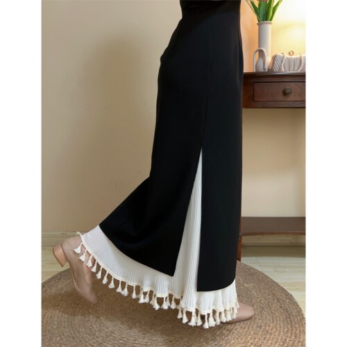 大码旗袍内搭网纱流苏百褶半身裙