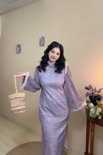 遇见新中式加绒温婉A字大码旗袍