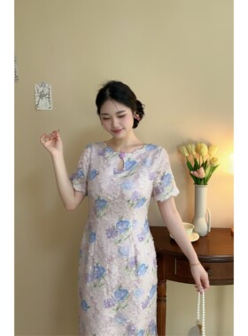 夏季胖妹妹新中式出片穿搭连衣裙