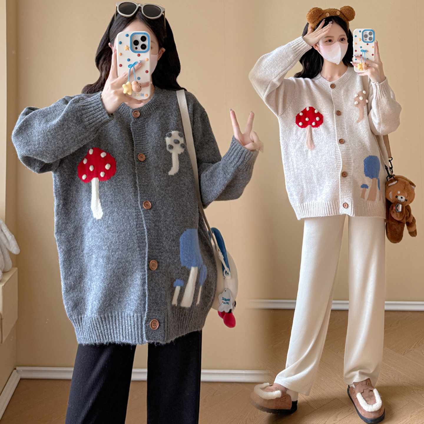 大码孕妇毛衣开衫外套秋冬减龄女