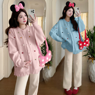 宽松显瘦减龄软糯休闲外套女气质200斤 秋冬韩版 大码 孕妇毛衣开衫