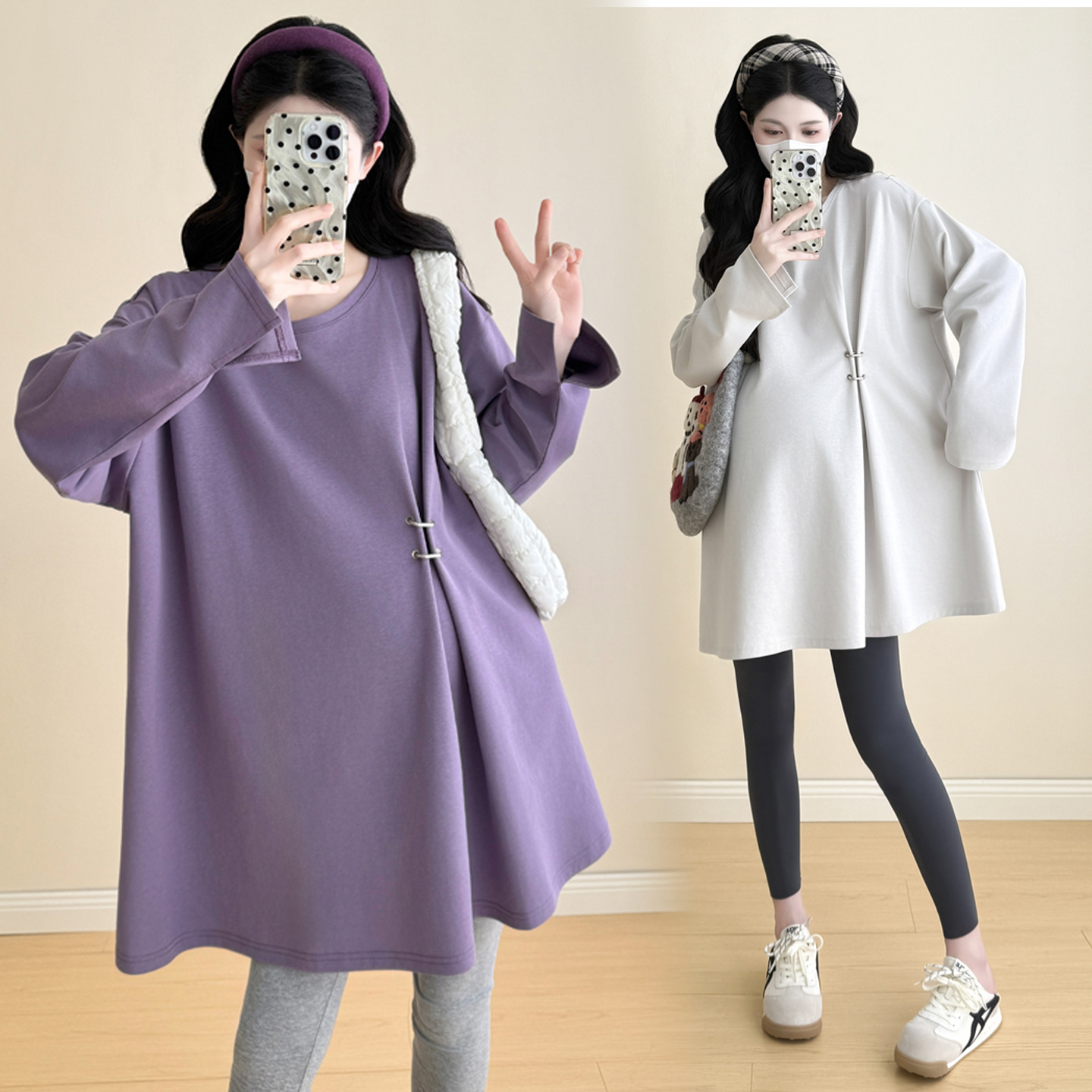 大码孕妇卫衣秋季中长款A字上衣