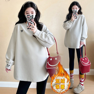 上衣打底衫 外穿时尚 女气质减龄显瘦潮妈200斤 孕妇卫衣春秋款 大码