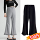 洋气显瘦200斤 春秋抽绳300木耳边微喇叭休闲九分裤 大码 孕妇阔腿裤