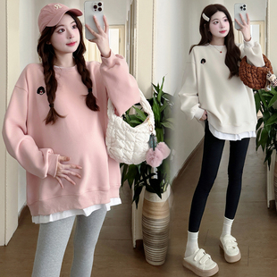 宽松休闲假两件刺绣长袖 时尚 上衣200斤 孕妇卫衣春秋2025新款 大码