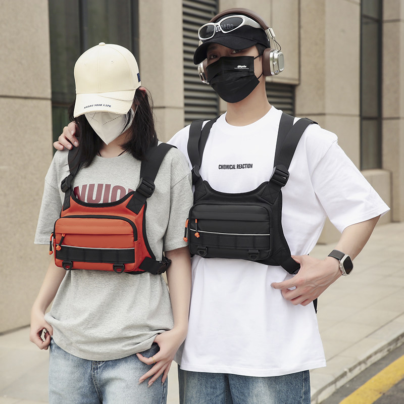 户外防水马甲胸包男女多功能运动旅行摩托机车双肩背包路亚胸前包