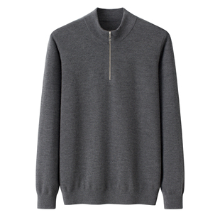 羊绒 男装 鄂尔多斯市精纺山羊绒双股加厚半高领男套衫 精纺纯羊绒衫