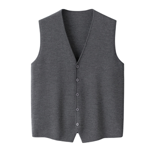 开背双股加厚马甲 无袖 鄂尔多斯市精纺纯山羊绒加厚开衫 精纺羊绒衫