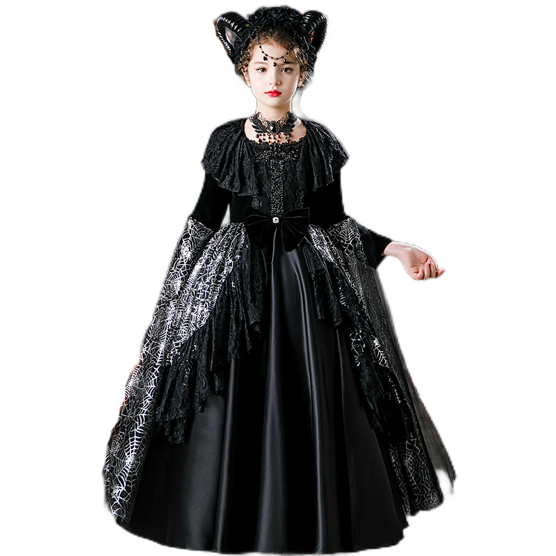 万圣节儿童服装女童cosplay巫婆女王装扮女孩恶魔化妆舞会演出服