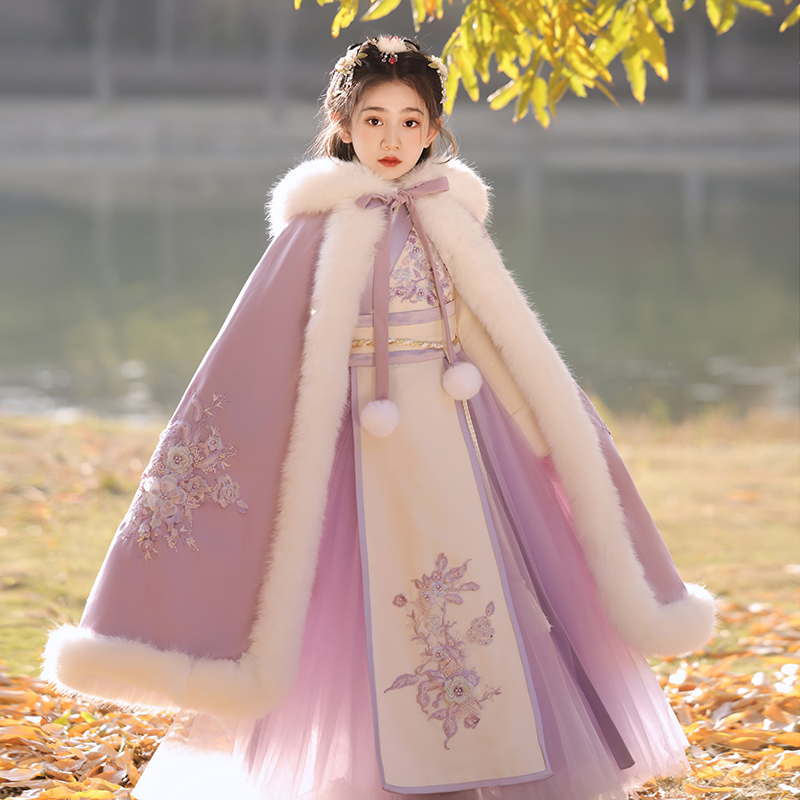 女童汉服冬款加绒超仙古装演出服