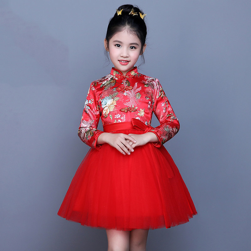 儿童唐装女童旗袍冬季韩版小孩演出服民族风中大童连衣裙加棉加厚|ruв категории Детская одежда, детей ципао/костюм/национальная одежда, костюм - от Buy2taobao.com для оказания профессиональной услуги покупки агента Taobao