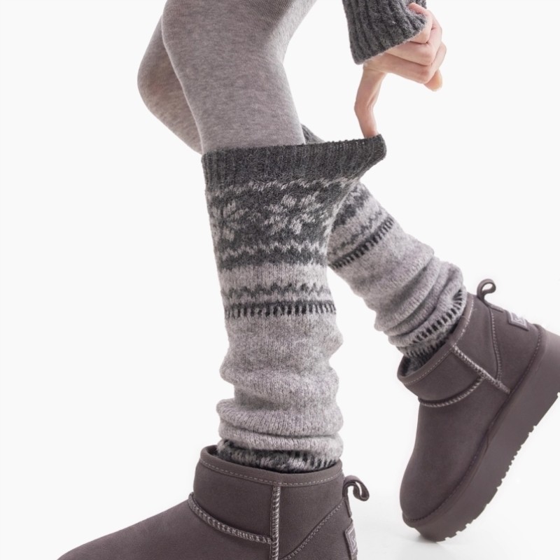 灰色发热保暖羊毛雪地靴袜女秋冬叠穿连裤袜加厚复古费尔岛腿套,女士内衣/男士内衣/家居服,中筒袜,淘宝优惠券,粉丝福利购,淘宝优惠卷